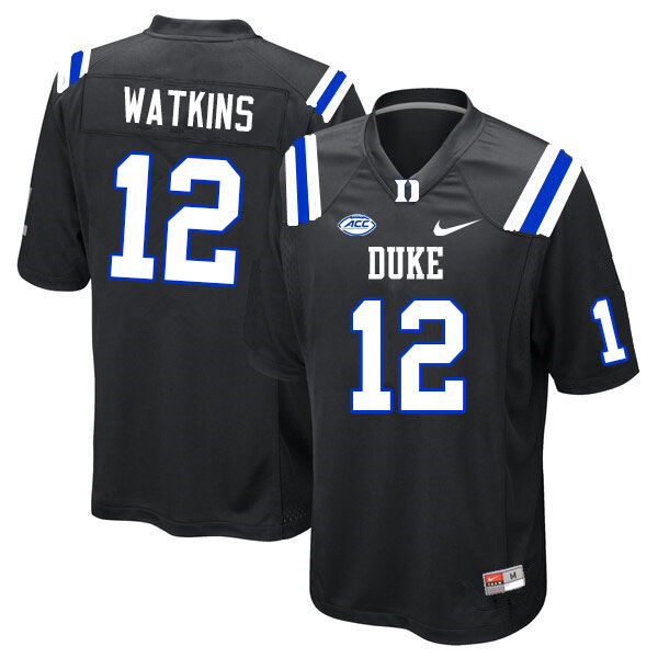 Men #12 Jaden Watkins Duke Blue Devils College Football Jerseys Sale-Black